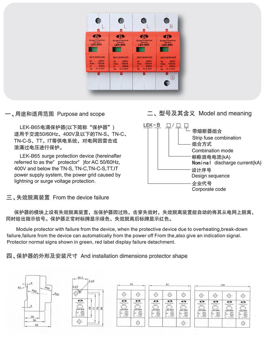 LEK-B65电源电泳保护器